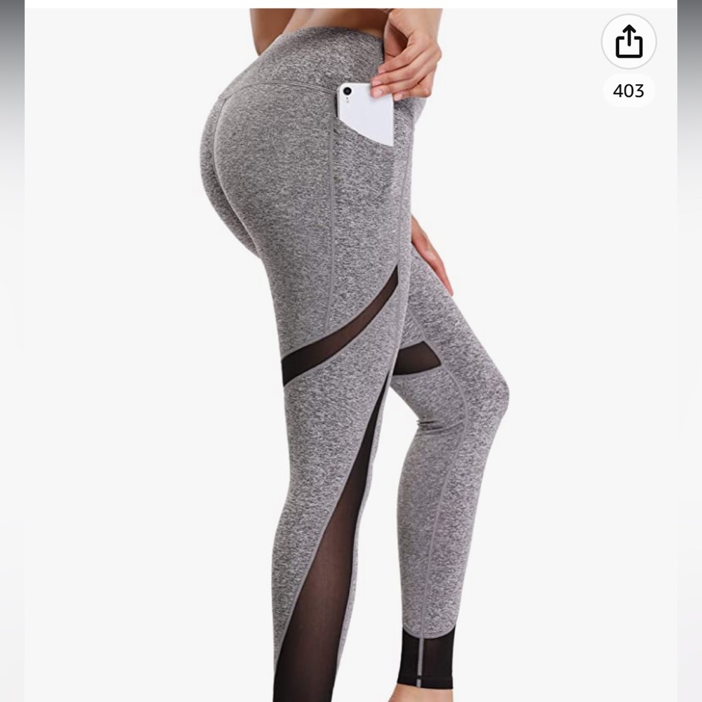 Women’s Yoga Leggings with Side Pocket and Tummy Control-Medium